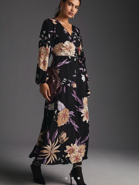 Anthropologie Dresses & Skirts - NWT Anthropologie Hutch Floral V-Neck Long Sleeve wrap Maxi Dress small